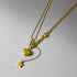 Gold Plated Stainless Steel Double Layer Lariat Necklace with Star, Heart & Symbol Charms – Minimalist Fashion Statement Jewelry