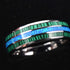 8mm Silver Tungsten Carbide Ring with Green Malachite & Opal Inlay – Domed Unisex Wedding Band – Fashion Engagement Jewelry