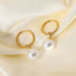 Gold Plated Stainless Steel Huggie Hoop Earrings with Drop Freshwater Pearl – Elegant Minimalist Dangle Style