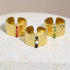 Adjustable Wide Nature Stone Ring – Minimalist 18K Gold Plated Stainless Steel Band with Natural Gemstone Inlay