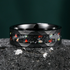 8mm Tungsten Carbide Ring with Galaxy Opal Meteorite Inlay – Hammered Finish Wedding Band for Men – Black or Silver Color