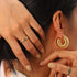 Gold Plated Stainless Steel Chunky Hollow Hoop Earrings – Spiral Screw Thread Design, Bold and Stylish Statement