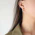 18K Gold Plated C-Shape Pearl Huggie Earrings for Women, Stainless Steel Minimalist Hoop in Gold or Silver Finish