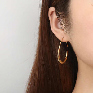 Minimalist Long Hook Dangle Earrings for Women, Stainless Steel Drop Design, Elegant Gold & Silver Tones