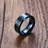 8mm Tungsten Carbide Ring for Men with Black Carbon Fiber Inlay – Available in Blue or Silver Finish – Wedding Band