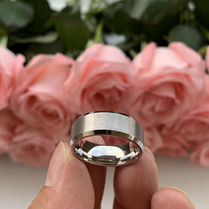 8mm White Tungsten Carbide Wedding Band Ring – Unisex Matte Finish Comfort Fit – Scratch Resistant & Durable