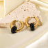 Boho Opal Huggie Earrings in Gold Plated Stainless Steel – Black, Green & White Gemstone Minimalist Hoop Set