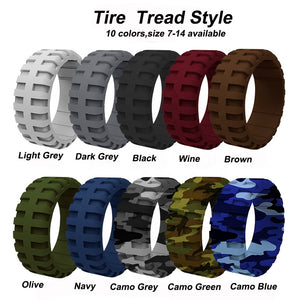 Men's Tire Pattern Silicone Wedding Ring – Durable Rubber Design, Comfortable Fit, Great for Active Lifestyle