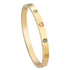 Heart Engraved CZ Bangle Bracelet, Stainless Steel with Sparkling Cubic Zirconia in Gold, Silver, Rose Gold