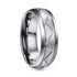 8mm Tungsten Carbide Wedding Band Ring – Domed Grooved Brushed Design – Comfort Fit for Men in Silver or Black