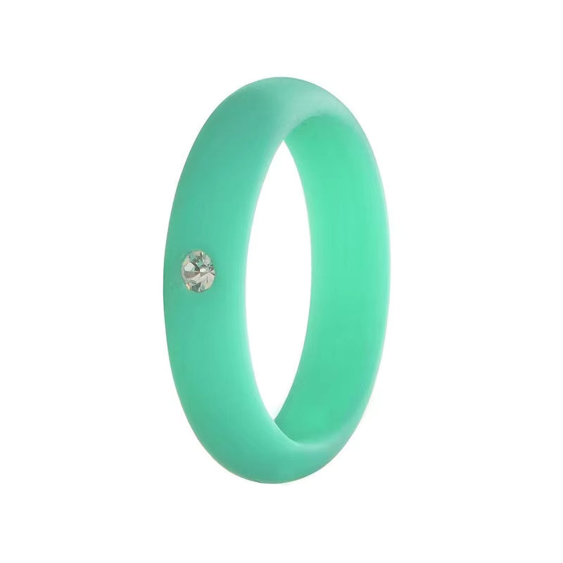 5MM Silicone Ring with Sparkling CZ Diamond – Slim, Flexible & Stylish Alternative for Active Lifestyles
