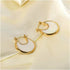 Gold Plated Crescent Moon Dangle Earrings – Minimalist Stainless Steel Drop Design with Boho Gemstone Accents