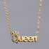 Queen Tiara Pendant Necklace, Gold Plated Stainless Steel, CZ Crystal Accents, Trendy Statement Jewelry Gift