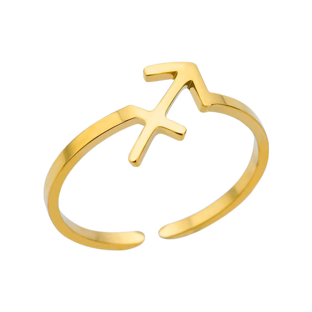 Adjustable Zodiac Ring for Women, 12 Constellations Aesthetic Stainless Steel Rings in Gold & Silver, Horoscope Jewelry