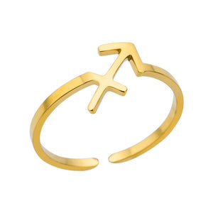 Adjustable Zodiac Ring for Women, 12 Constellations Aesthetic Stainless Steel Rings in Gold & Silver, Horoscope Jewelry