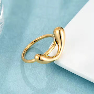 Gold Plated Knot Ring for Women, Stainless Steel Minimalist Geometric Band, Everyday Stackable Jewelry