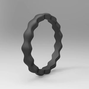 Wave Pattern Silicone Ring for Men – Flexible Rubber Band with Wavy Texture, Lightweight & Daily Comfort