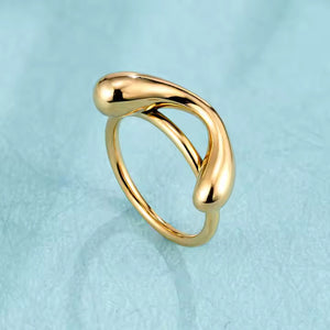 Gold Plated Knot Ring for Women, Stainless Steel Minimalist Geometric Band, Everyday Stackable Jewelry
