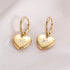 Gold Plated Stainless Steel Heart CZ Dangle Huggie Earrings for Women, Romantic Hoop Design with Sparkling Accent