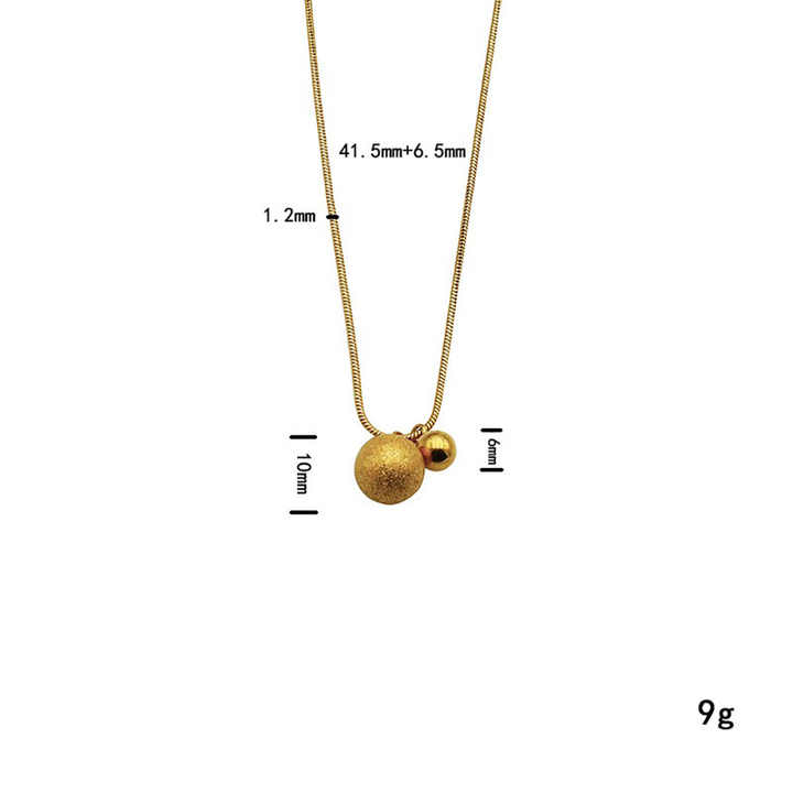 18K Gold Plated Stainless Steel Minimalist Ball Bead Pendant Necklace with Snake Chain – Dainty & Elegant Jewelry