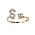 Adjustable Initial Letter Ring for Women, Stainless Steel A-Z Gold & Silver Rings with CZ, Personalized Gift Idea