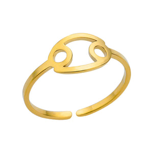 Adjustable Zodiac Ring for Women, 12 Constellations Aesthetic Stainless Steel Rings in Gold & Silver, Horoscope Jewelry