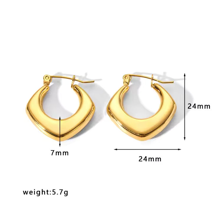 Chunky Dome Earrings for Women, Bold 18K Gold Plated Stainless Steel Studs, Minimalist Statement Jewelry