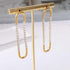 18K Gold Plated U-Shape CZ Drop Stud Earrings for Women, Geometric Stainless Steel Minimalist Dangle Jewelry