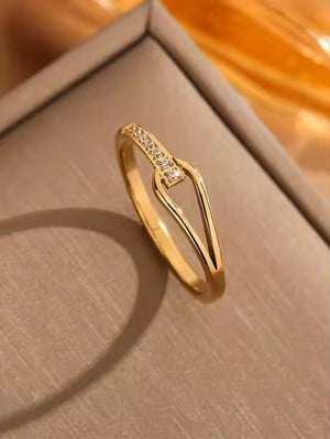 Elegant Teardrop CZ Stone Ring for Women, Stainless Steel Gold & Silver Finish Fashion Jewelry, Hypoallergenic Gift