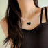 Black Mother of Pearl Heart Necklace, Stainless Steel, 18K Gold Plated, Dainty Minimalist Jewelry for Women