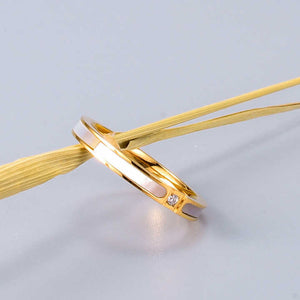 Stackable Ring with Mother of Pearl & CZ – 18K Gold Plated Stainless Steel, Elegant Dainty Band for Layering
