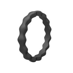 Wave Pattern Silicone Ring for Men – Flexible Rubber Band with Wavy Texture, Lightweight & Daily Comfort