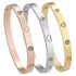 Heart Engraved CZ Bangle Bracelet, Stainless Steel with Sparkling Cubic Zirconia in Gold, Silver, Rose Gold
