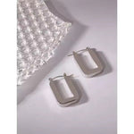 Geometric U-Shape Rectangle Earrings – 18K Gold Plated or Silver Stainless Steel Minimalist Drop Studs