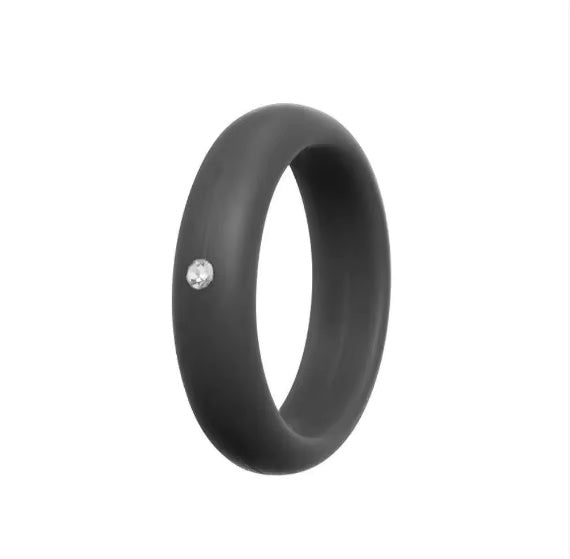 5MM Silicone Ring with Sparkling CZ Diamond – Slim, Flexible & Stylish Alternative for Active Lifestyles