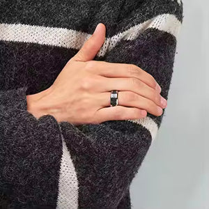 8mm Tungsten Carbide Ring for Men with Black Carbon Fiber Inlay – Available in Blue or Silver Finish – Wedding Band