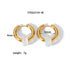 Boho Opal Huggie Earrings in Gold Plated Stainless Steel – Black, Green & White Gemstone Minimalist Hoop Set