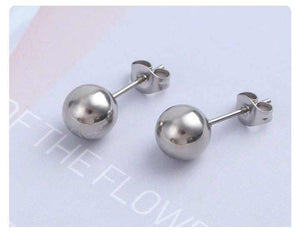 Classic Ball Stud Earrings for Men & Women, Stainless Steel, Gold & Silver, Hypoallergenic Polished Round Jewelry
