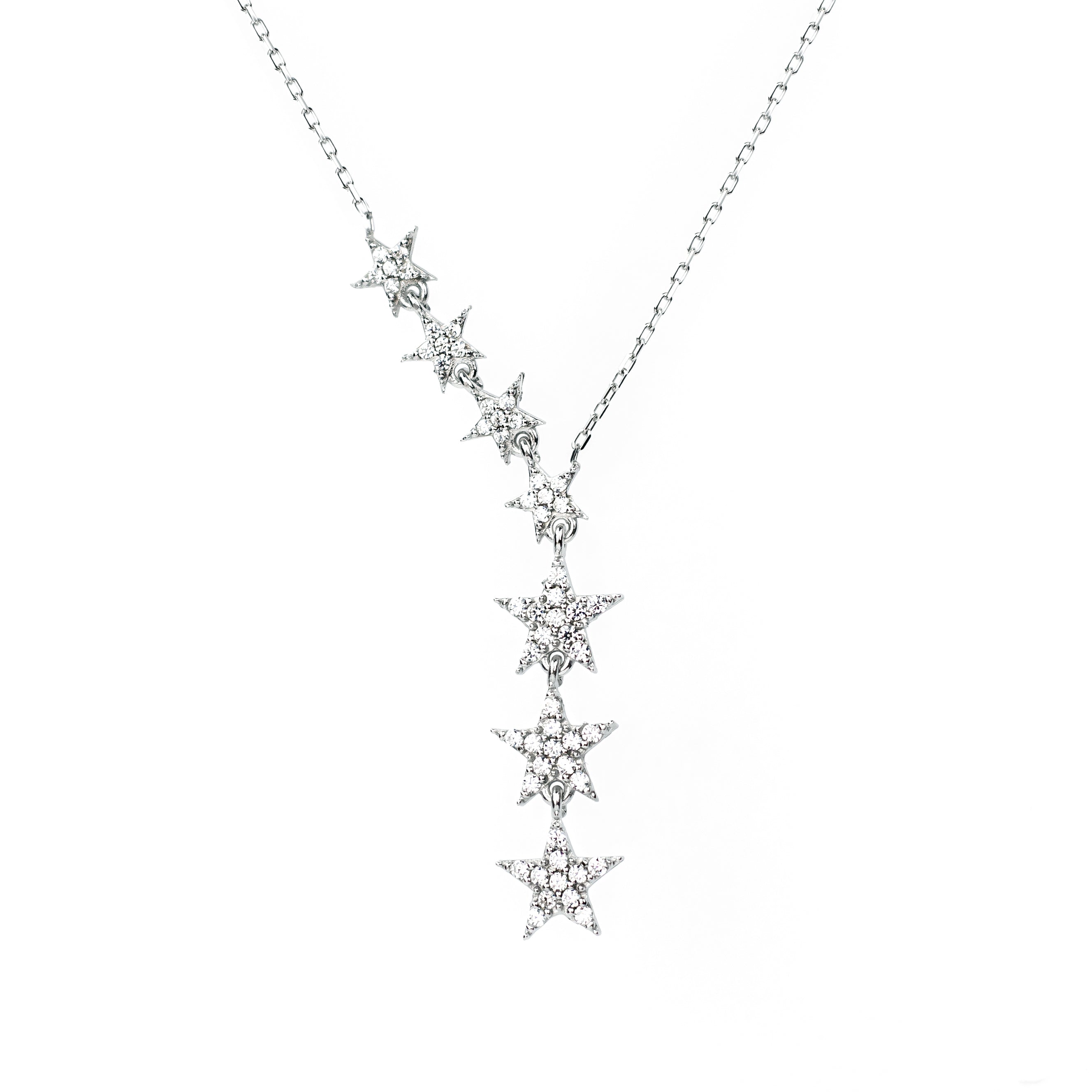 Pave CZ Falling Star Sterling Silver Necklace