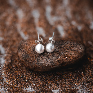 6mm Brushed Ball Sterling Silver Stud Earrings