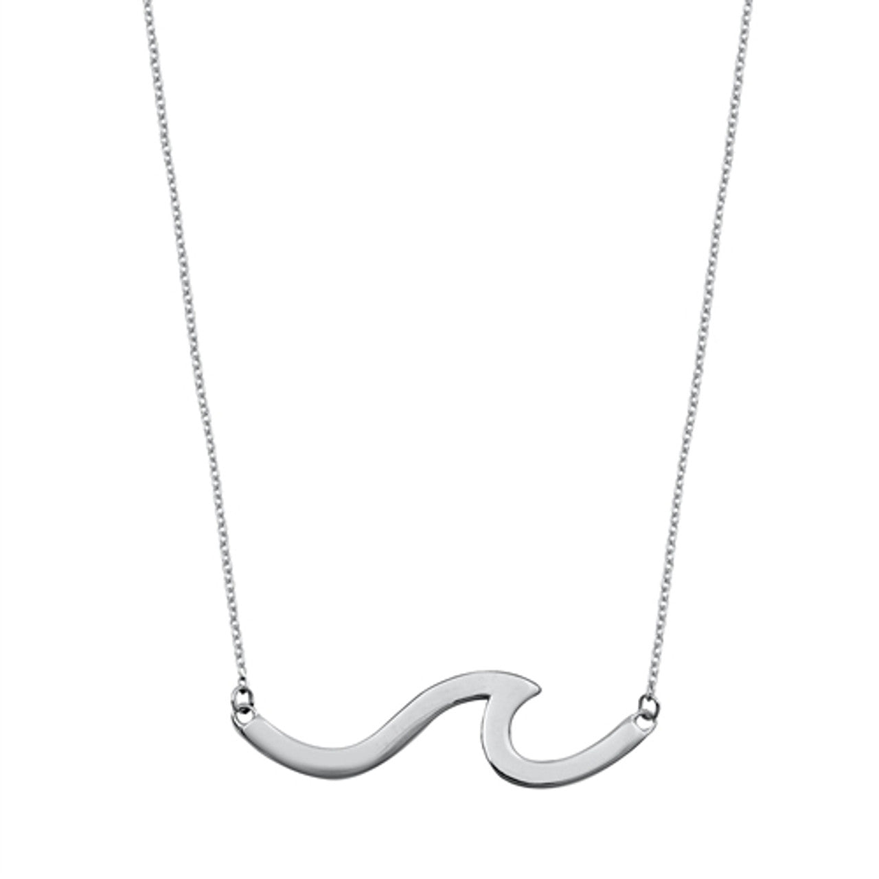 Sterling Silver Wave Necklace – Minimalist Ocean Inspired Pendant Jewelry, Simple Surf Style Gift for Women