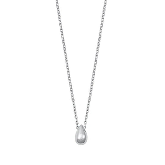Plain Teardrop 925 Sterling Silver Necklace – Minimalist Silver Drop Pendant Chain for Women