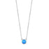 Blue Fire Opal Pendant Necklace in Sterling Silver, Round Bezel Set Lab Opal Jewelry, Dainty Chain