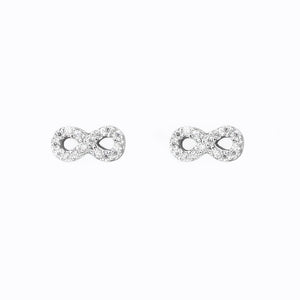 Pave CZ Infinity Sterling Silver Stud Earrings