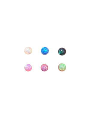 925 Sterling Silver Opal Stud Earrings – 3mm Round Ball Design in Blue, White, Pink, and Green for Everyday Elegance