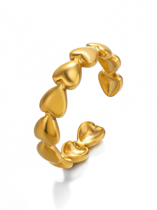 Adjustable Stainless Steel Heart Ring – Dainty Gold or Silver Open Band for Women, Stackable and Lightweight