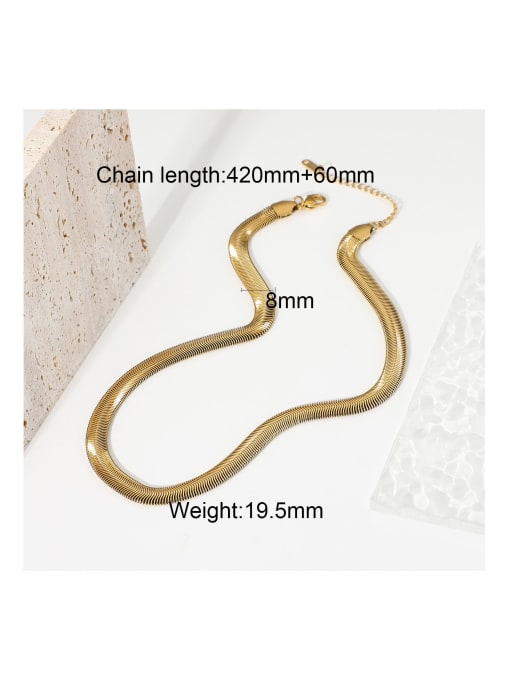 8mm Gold Stainless Steel Herringbone Chain Necklace for Women – Bold Flat Snake Chain, Adjustable Length