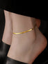 Minimalist Herringbone Anklet for Women – Gold Titanium Steel Flat Snake Chain Style Foot Jewelry, Sleek & Chic