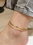 Gold Double-Layer Snake Chain Anklet for Women – Minimalist Titanium Steel Adjustable Foot Bracelet Jewelry