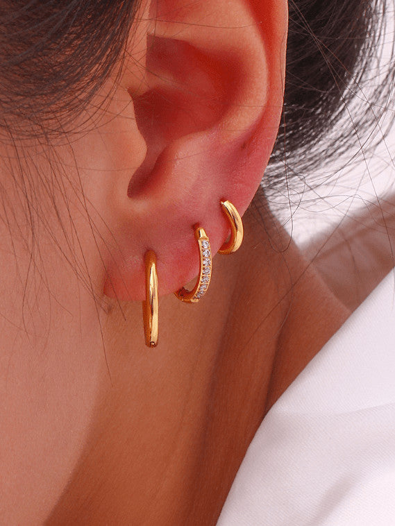 Chunky Stainless Steel Hoop Earrings for Women, 18K Gold & Silver Minimalist Thick Huggie Hoops, Everyday Style